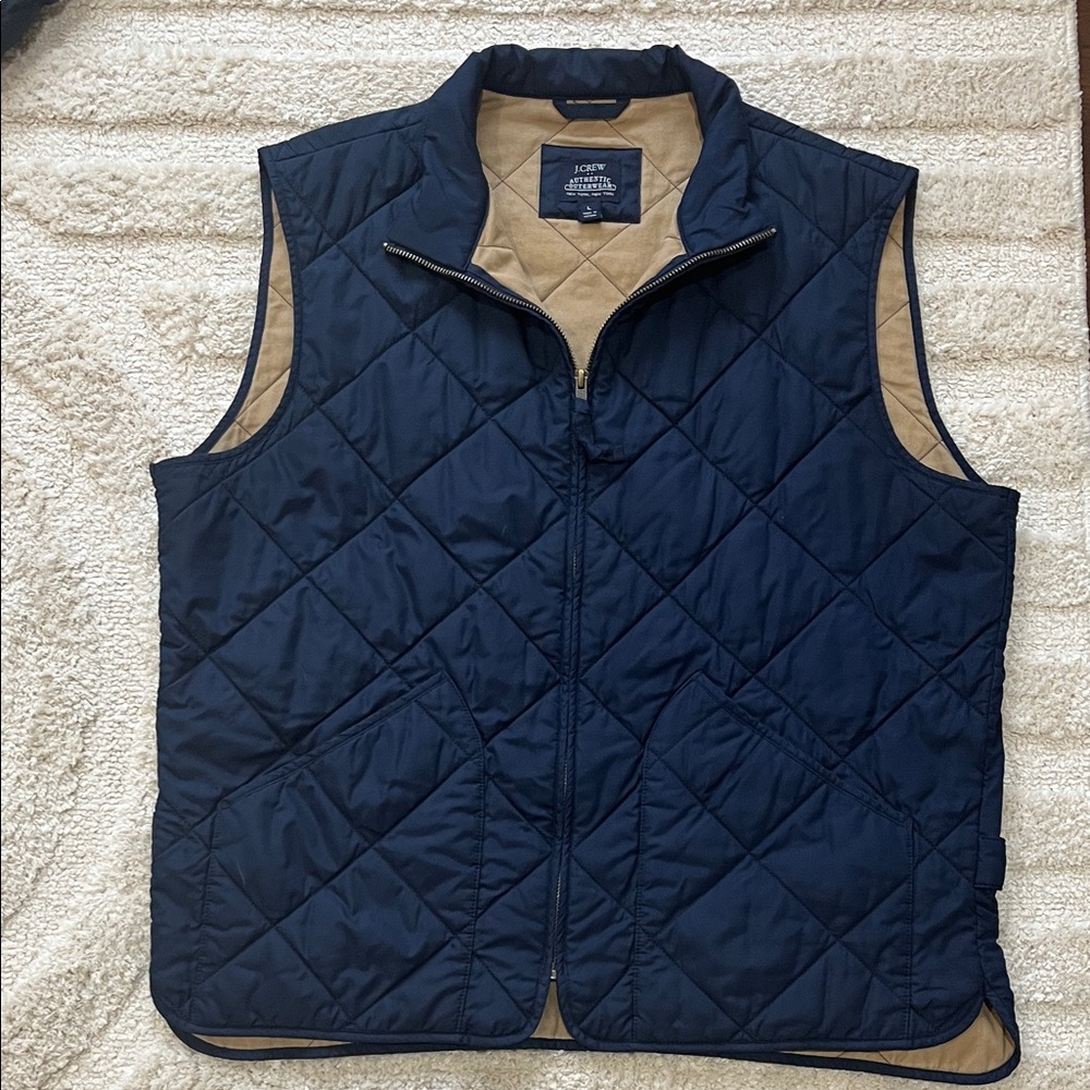 J. Crew Men's Dark Blue Quilted Vest